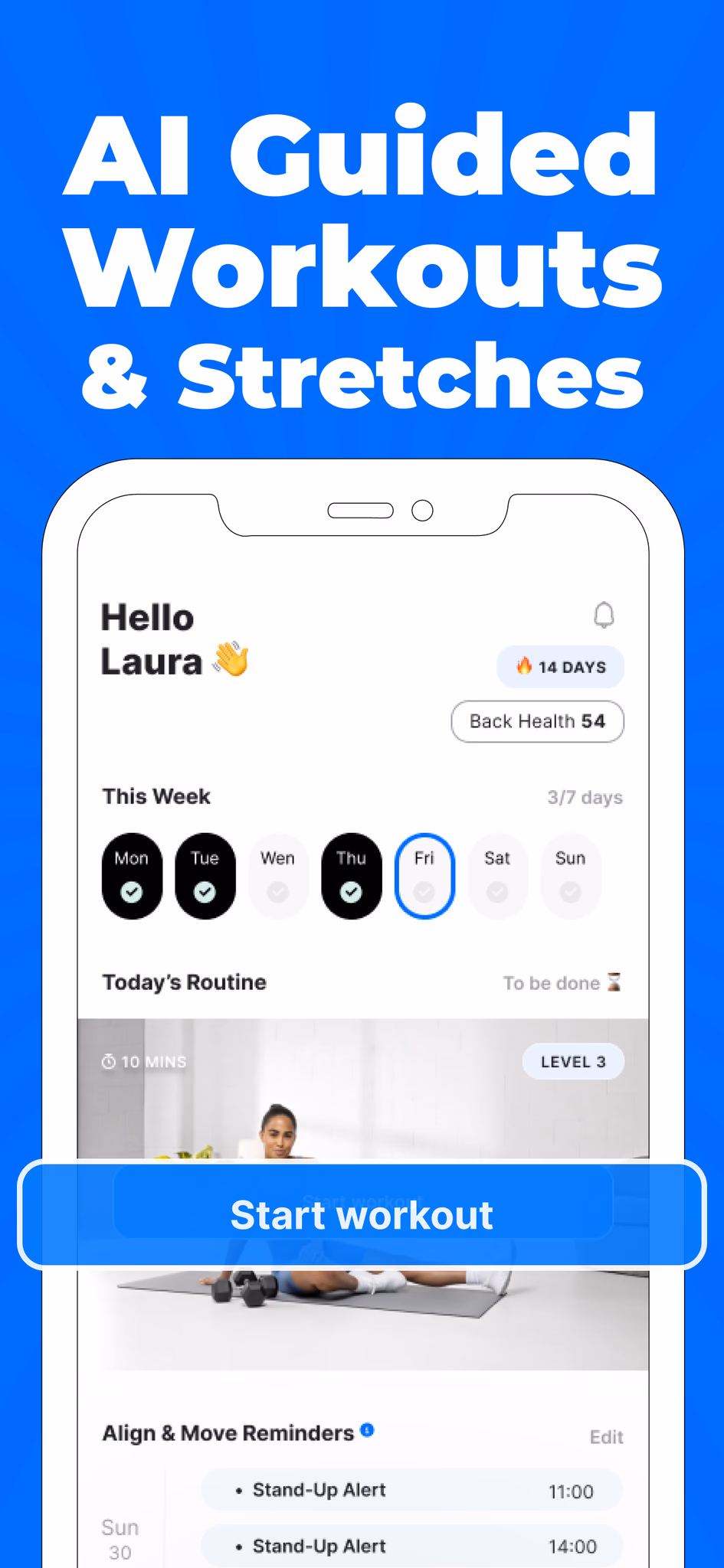 AI-guided workouts and stretches in the Backed app