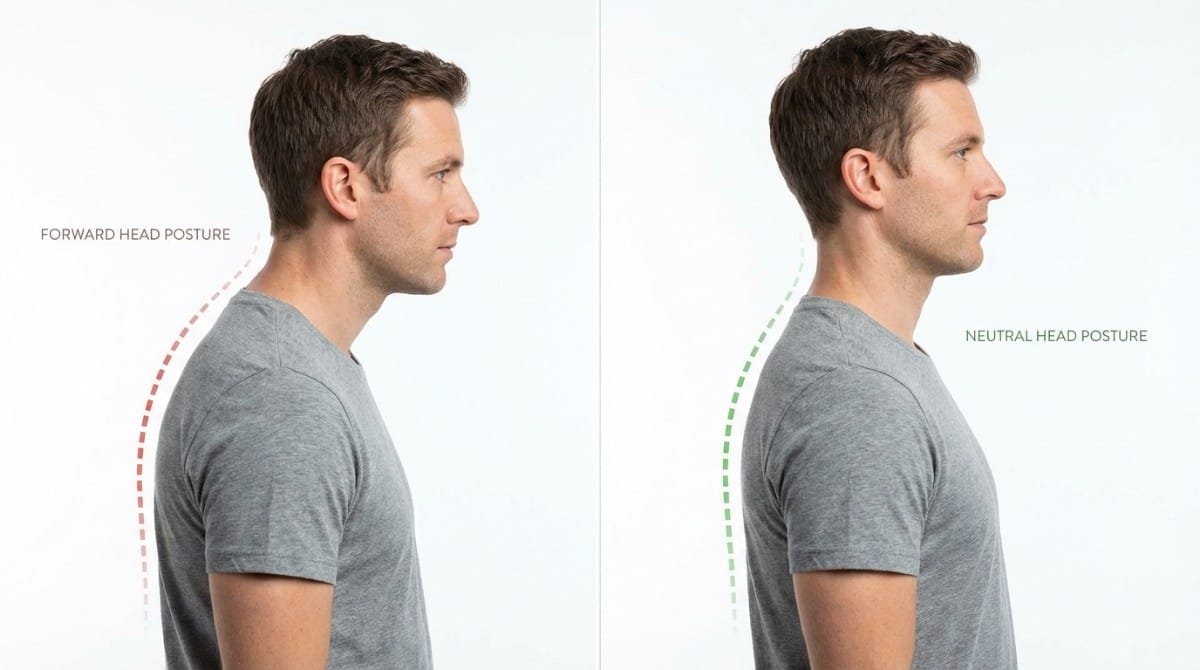 Forward head posture vs neutral head posture side-by-side comparison